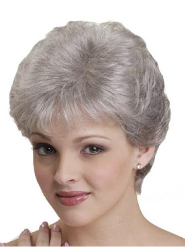 Grey Hair Wigs Short Straight Capless Synthetic Fabulous Grey Color Short Wigs