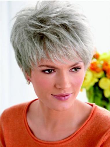 Short Straight Grey Wigs Best Lace Front Straight Ash Grey Colour Wigs