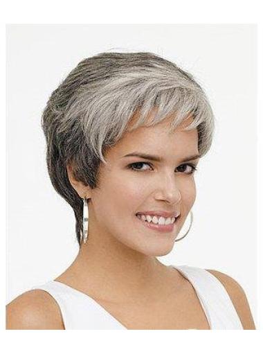 Short Grey Wigs Soft Lace Front Wavy Synthetic Grey Short Wigs For Sale