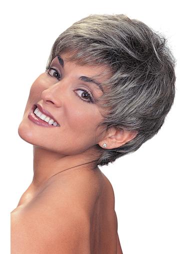 Synthetic Wig Good Straight Cropped Synthetic Sassy Wigs Gray Hair