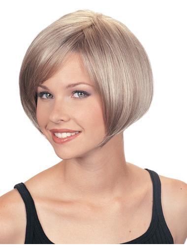 Short Bob Wigs Straight Short Capless Wigs With Gray Hair