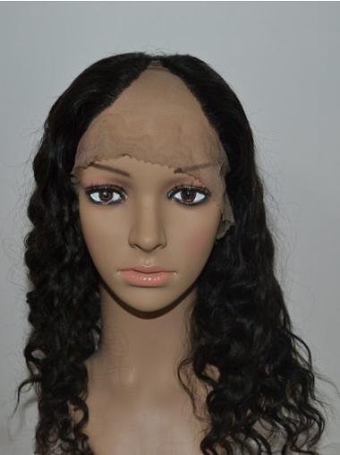 Long Blonde Wigs Human Hair 18" Long Curly Black High Quality 100% Human Hair Wigs