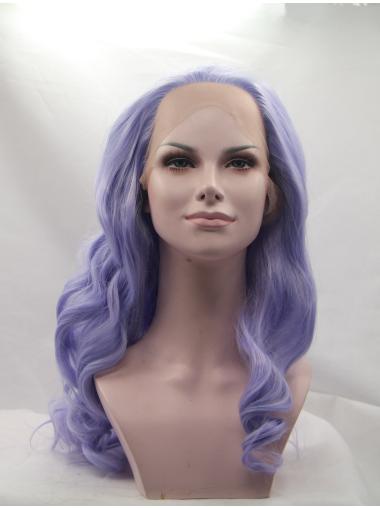 Long Curly Wig Without Bangs Curly Synthetic 20 Inches Trendy Lace Front Wigs For Small Heads