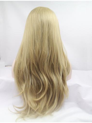 Long Wavy Wig Blonde Layered 26 Inches Natural Best Lace Front Wig
