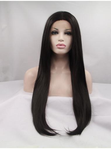 Long Straight Synthetic Wigs Black Without Bangs 30 Inches Amazing Long Straight Lace Front Wig