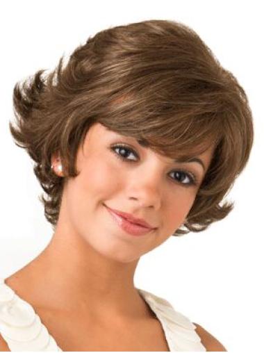 Wavy Bob Style Wigs Brown Bobs 8" Designed Synthetic Lace Front Short Wavy Hair Wig