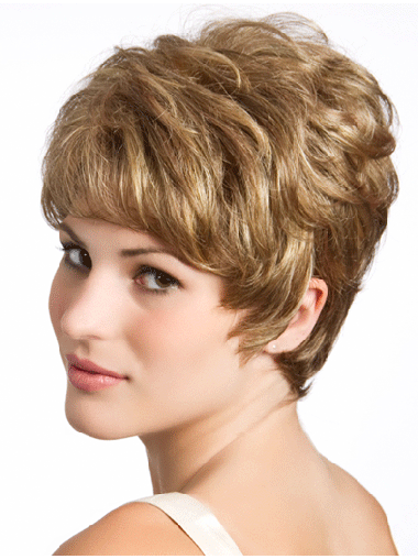 Luna Wigs Short Human Hair Real Hair Blonde Wavy Cropped Top Human Hair Lace Front Wigs