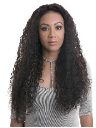 Curly Long Wigs 20 Inches Black Lace Front Curly Synthetic Wigs Without Bangs