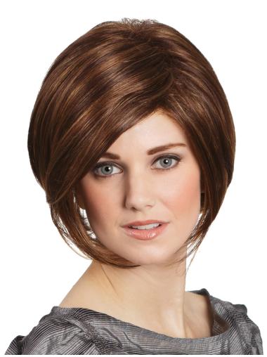 Straight Bob Wig Auburn Chin Length Synthetic Lace Front Wigs Celebrity Hairstyles