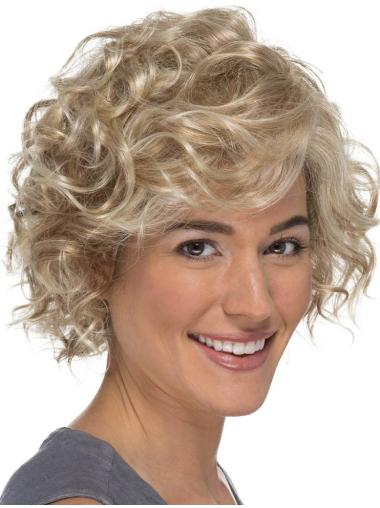 Short Curly Wigs Natural Short Classic Curly Blonde Synthetic Lace Front Wigs