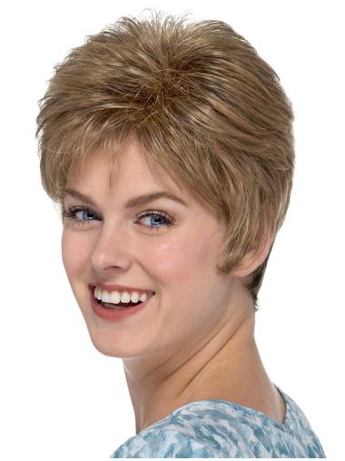 Short Straight Wigs Beautiful Capless Blonde Classic Short Synthetic Wig