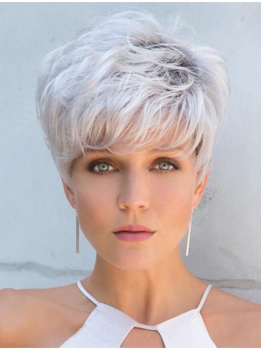 Short Straight Grey Wigs Exquisite Straight Grey Wigs For Everyday Wear