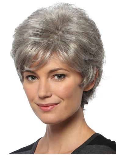 Grey Hair Wigs Short Capless Wavy Best Deals Discounts Grey Wig Short