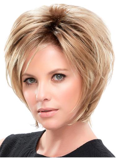 Short Layered Hair Wigs Layered Straight 10 Inches Natural Blonde Lace Front Wig