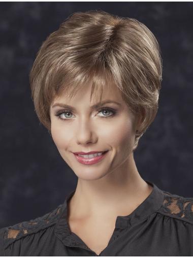 Short Straight Wigs Layered Straight 6 Inches Durable Lace Front Wigs Blonde