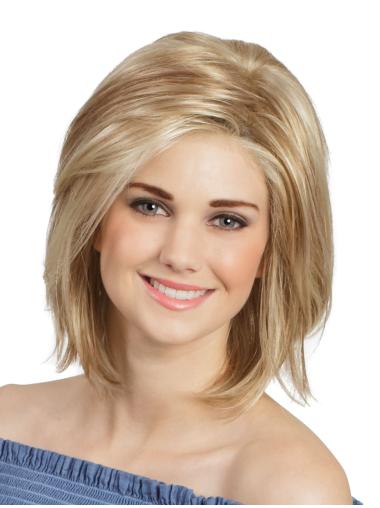 Short Straight Bob Wigs Monofilament Blonde Natural Wigs For Cancer Patients Chin Length