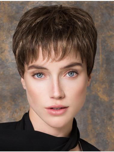 Cropped Synthetic Wigs Monofilament Brown Comfortable Wig For Cancer Patients