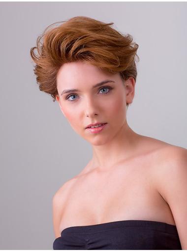 Short Wavy Wigs Hair Copper Synthetic Flexibility Lace Front Wigs Short Wavy