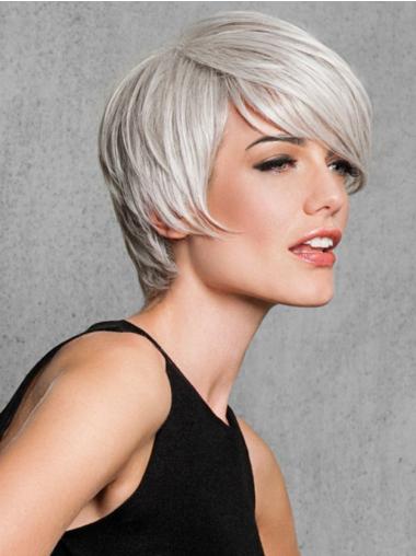 Silver Grey Wigs Short Capless Synthetic Short Straight 8" Suitable Grey Wigs