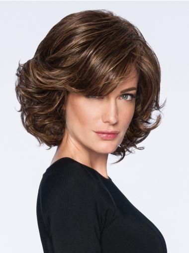 Chin Length Wigs Curly Modern Chin Length 10" Curly Capless Synthetic Brown Classic Wigs