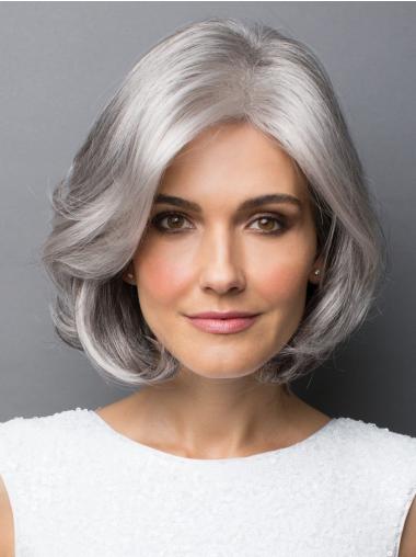 Wavy Layered Wigs 10" Chin Length Wavy Capless Platinum Blonde Layered Synthetic Wigs