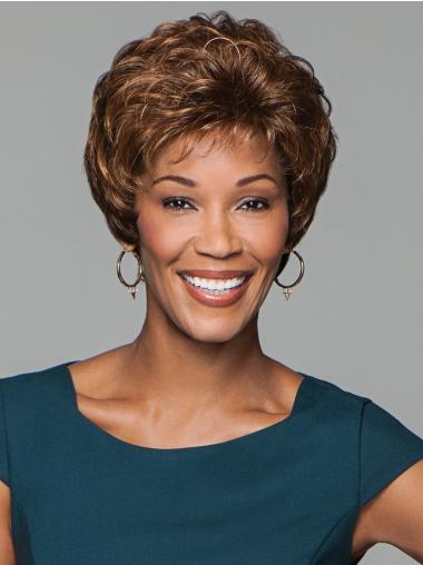 Cropped Wigs Synthetic Curly Capless 6" Cropped Best Brown Boycuts Synthetic Wigs