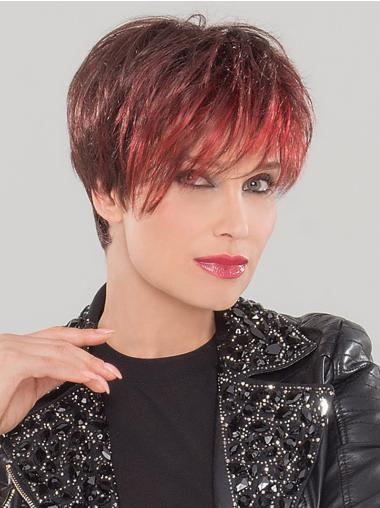 Synthetic Wigs Monofilament Red Cropped Straight 4" Boycuts Synthetic Wigs