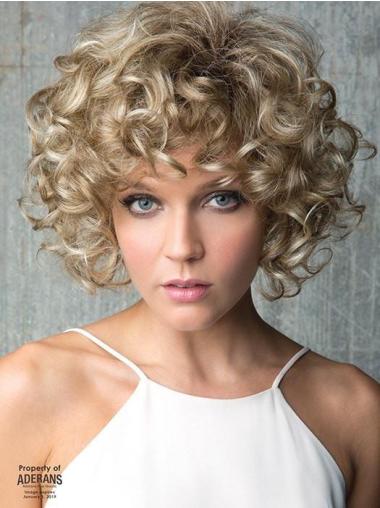 Curly Synthetic Wigs Comfortable Chin Length 10" Curly Lace Front Synthetic Blonde Classic Wigs