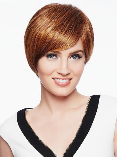 Short Straight Wig Straight Capless 6" Short Amazing Copper With Bangs Synthetic Wigs