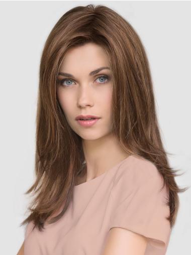 Wigs Long Hair Synthetic Layered Long Straight Brown 16" Synthetic Mono Wigs