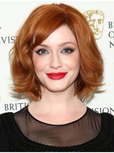 Wet And Wavy Wigs High Quality Layered Copper Wavy Chin Length 13" Christina Hendricks Wigs