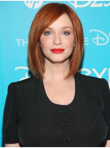 Lace Wigs Chin Length Trendy Without Bangs Copper Straight Chin Length 12" Christina Hendricks Wigs