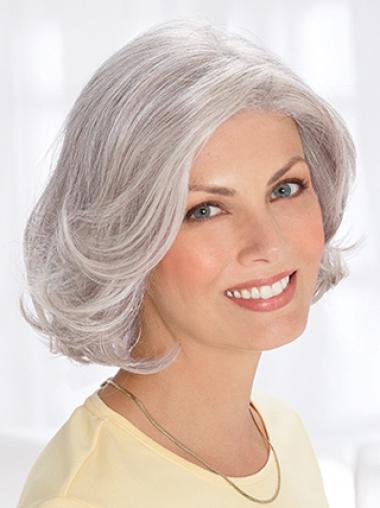 Grey Wavy Wig Convenient 12 Inches Wavy Grey Wigs For Women Human Hair