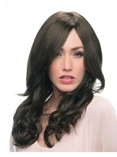Long Brown Wig Human Hair Monofilament Black Layered Style Human Hair Wigs