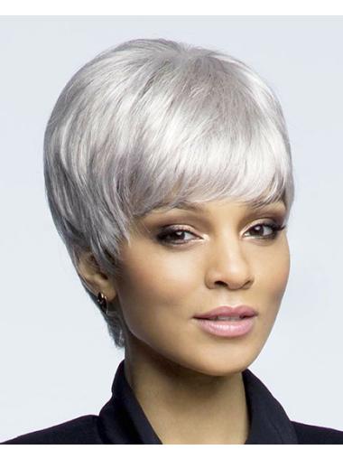 Short Grey Wigs For Women Incredible Cropped Straight Grey Lace Front Heat Resistant Wigs