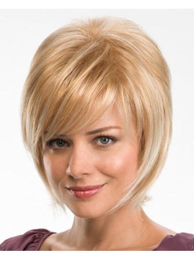 High Quality Synthetic Wigs Hairstyles Chin Length Layered 10 Inches Synthetic Blonde Straight Wig