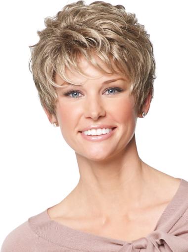 Short Wavy Hair Wigs Comfortable 6 Inches Capless Boycuts Short Wavy Synthetic Wigs