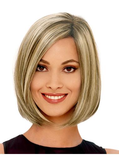 Bob Wigs For Sale Blonde Straight 12 Inches Capless Modern Synthetic Chin Length Bob Wigs
