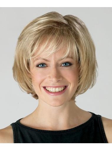 Wavy Bob Wig Wanted 10 Inches Capless Blonde Synthetic Medium Length Bob Wigs