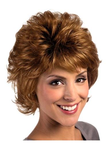 Curly Wigs With Bangs With Bangs Auburn Capless Curly Medium Lenght Wig
