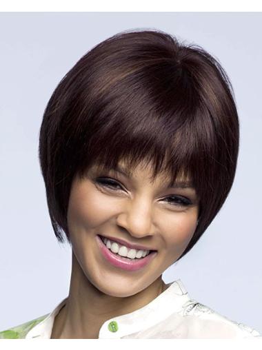 Straight Bob Wig Straight Synthetic 8 Inches Chin Length Suitable Bob Lace Front Wig
