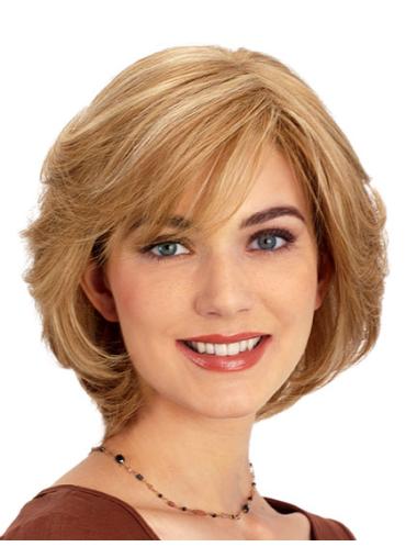 Wavy Human Hair Wigs Blonde Layered High Quality Lace Front Wigs Human Texture