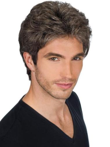 Short Hair Human Hair Wigs 6 Inches Full Lace Straight Sassy Real Hair Wigs For Young Men