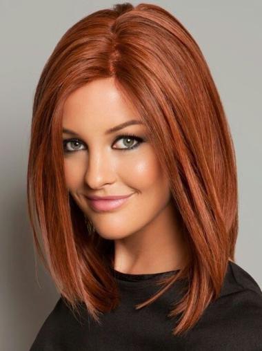 Human Hair Wigs Shoulder Length Newest Real Hair Wigs Capless Copper Designed Celebrity