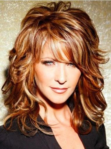 Shoulder Length Curly Wigs Celebrity Lace Wig Lace Front With Bangs Synthetic Best Joy Behar