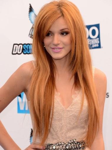 Long Curly Wigs Human Hair Capless Without Bangs Straight Modern 26" Bella Thorne Celebrity Human Hair Wigs