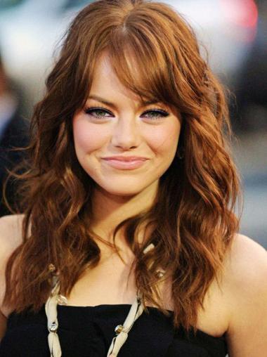 Long Curly Human Hair Wigs True Wigs Remy Human Hair Full Lace Copper Wavy New Emma Stone