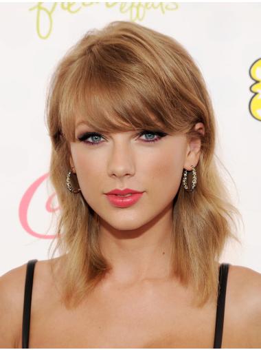 Shoulder Length Wavy Wig Blonde Wavy 14 Inches Taylor Swift Celebrity Look Alike Wigs