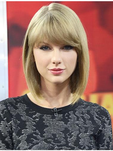 Medium Straight Wigs With Bangs Blonde Straight 12 Inches Designed Taylor Swift Celebrity Styles I Can Buy