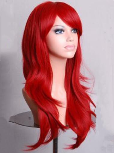 Long Wavy Synthetic Wigs Red Long Synthetic Online Elastic Lace Wigs